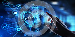ASP.NET Web Application Framework for Dynamic Websites, projection on a virtual screen, Business and Technology Concept