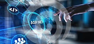 ASP.NET Web Application Framework for Dynamic Websites, projection on a virtual screen, Business and Technology Concept