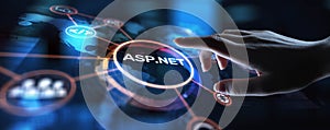 ASP.NET Web Application Framework for Dynamic Websites, projection on a virtual screen, Business and Technology Concept