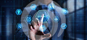 ASP.NET Web Application Framework for Dynamic Websites, projection on a virtual screen, Business and Technology Concept