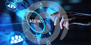 ASP.NET Web Application Framework for Dynamic Websites, projection on a virtual screen, Business and Technology Concept