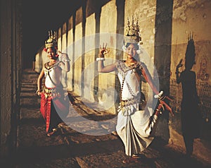 Aspara Dancers at Angkor Wat Traditional Concept