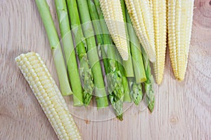Asparagus and baby corn.