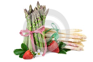 Asparagus bundle green and white isolated