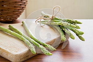 Asparagus on a cutting board