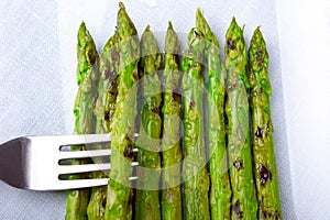 Asparagus with droplets of steam