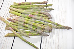 Asparagus fresh green vegetable food on wooden table