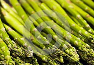 Asparagus, Fresh raw organic green Asparagus sprouts closeup, Healthy vegetarian food. Raw vegetables, market. Vegan