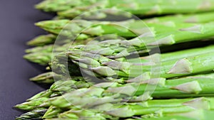 Asparagus, Fresh raw organic green Asparagus sprouts closeup, Healthy vegetarian food. Raw vegetables, market. Vegan