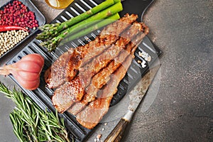 asparagus with grilled beef bacon, rosemary and pickled garlic. Roasted Asparagus with Bacon