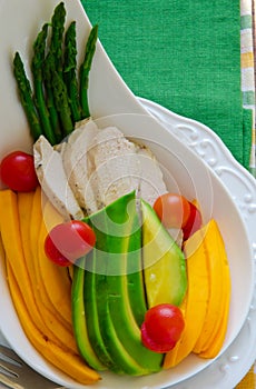 Asparagus, Papaya, Avocado And Chicken Salad