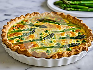 Asparagus and pea quiche