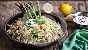 Asparagus Pulao With Minty Lemon Raita