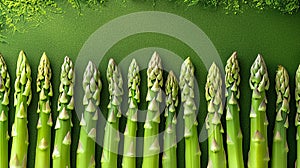 Asparagus simmetrical ordered food as a background top view