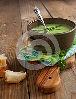 Asparagus soup cream. (Selective Focus)