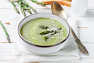 Asparagus soup puree. Healthy diet. Vegetarian cuisine