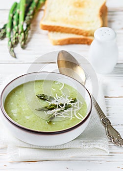 Asparagus soup puree. Healthy diet. Vegetarian cuisine