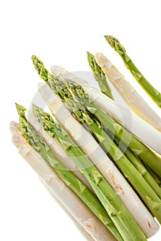 Asparagus tips isolated on white background photo