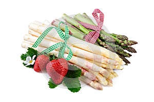 Asparagus on white. Rustic decorated.