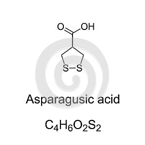 Asparagusic acid, chemical formula and skeletal structure