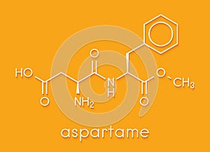 Aspartame artificial sweetener molecule sugar substitute. Skeletal formula. photo