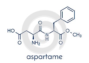 Aspartame artificial sweetener molecule sugar substitute. Skeletal formula.
