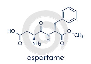Aspartame artificial sweetener molecule sugar substitute. Skeletal formula. photo