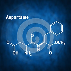 Aspartame artificial sweetener, Structural chemical formula photo