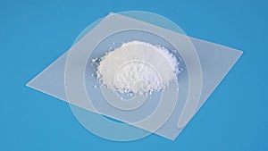 Aspartame powder, sugar substitute. Food additive E951, artificial sweetener used as sugar substitute in foods and beverages