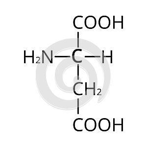 Aspartic acid is an amino acid. Chemical molecular formula Aspartic acid is an amino acid. Vector illustration on