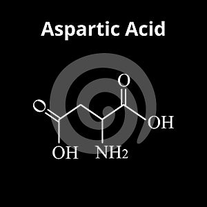 Aspartic acid is an amino acid. Chemical molecular formula Aspartic acid is an amino acid. Vector illustration on photo
