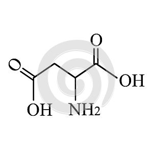 Aspartic acid is an amino acid. Chemical molecular formula Aspartic acid is an amino acid. Vector illustration on photo