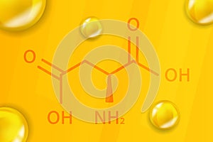 Aspartic acid chemical formula. Aspartic acid 3D Realistic chemical molecular structure