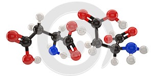 Aspartic acid molecule structure 3d illustration with clipping path