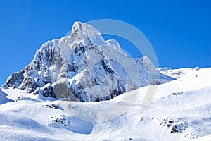 Aspe peak covered of snow in Candanchu