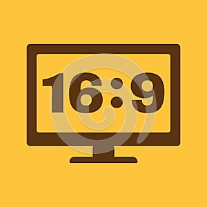 The aspect ratio 16 9 widescreen icon. Tv and video symbol