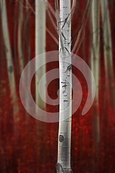 Aspen Trees in Fall with Colors Lush Forest Birch Red Maples