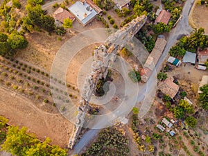 Aspendos Ancient City. Aspendos acropolis city ruins, cisterns, aqueducts and old temple. Aspendos Antalya Turkey