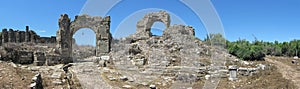 Aspendos, view of arched gates and ancient pathway led to Agora