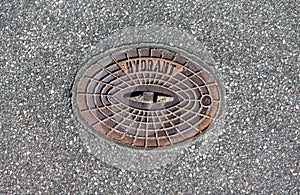 Asphalt with a cover for a fireplug