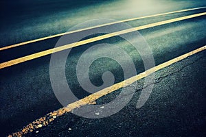 Asphalt highway with road traffic markings background. Journey of dream, trip route wallpaper with safety path surface