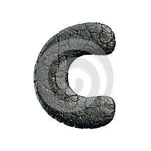 asphalt letter C - Capital 3d tarmac font - suitable for road, transport or highway related subjects