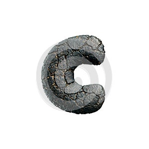 asphalt letter C - Lowercase 3d tarmac font - Suitable for road, transport or highway related subjects