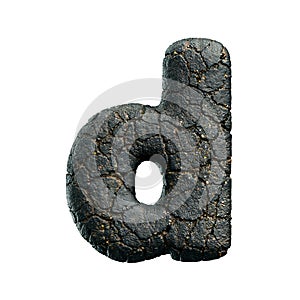 asphalt letter D - Lowercase 3d tarmac font - Suitable for road, transport or highway related subjects