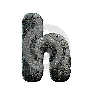 asphalt letter H - Lower-case 3d tarmac font - Suitable for road, transport or highway related subjects