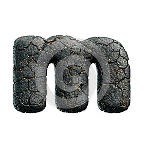 asphalt letter M - Lowercase 3d tarmac font - Suitable for road, transport or highway related subjects