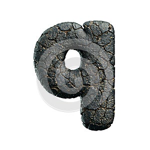 asphalt letter Q - Lower-case 3d tarmac font - Suitable for road, transport or highway related subjects