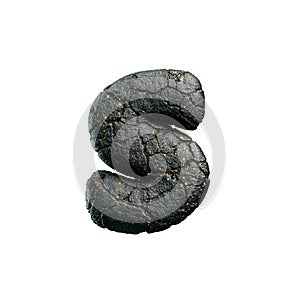 asphalt letter S - Lowercase 3d tarmac font - Suitable for road, transport or highway related subjects