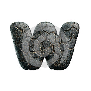 asphalt letter W - Lower-case 3d tarmac font - Suitable for road, transport or highway related subjects