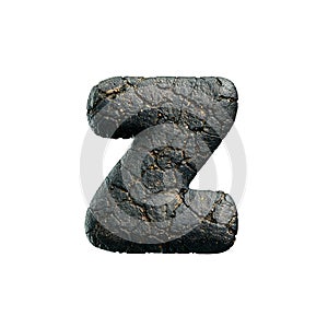 asphalt letter Z - Lower-case 3d tarmac font - Suitable for road, transport or highway related subjects